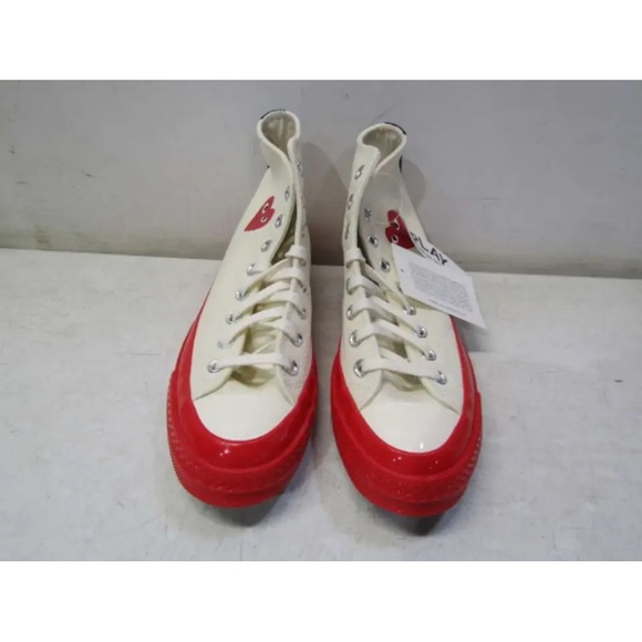 NWT Comme des Garcons PLAY Converse Chuck 70 CDG Hi Sneakers Pristine/Red/Egret - Picture 9 of 13